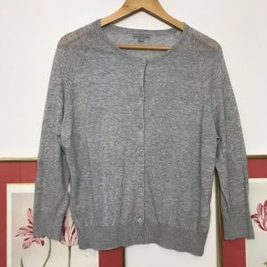 COS L Cotton Cardigan Grey Gray Large Sheer Thin